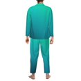 thumbnail image 7 of Salouo Green Turquoise Teal Print Button-Front Long Sleeve Pajama Set for Men, Soft 2Pjs Men's Long Sleeve Sleepwear -Large, 7 of 7