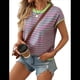 thumbnail image 3 of Camisetas de Mujer Elegantes, Informales, de Corta, con Bloques de Color, A Rayas y Cuello Redondo, Color Verde L, 3 of 10