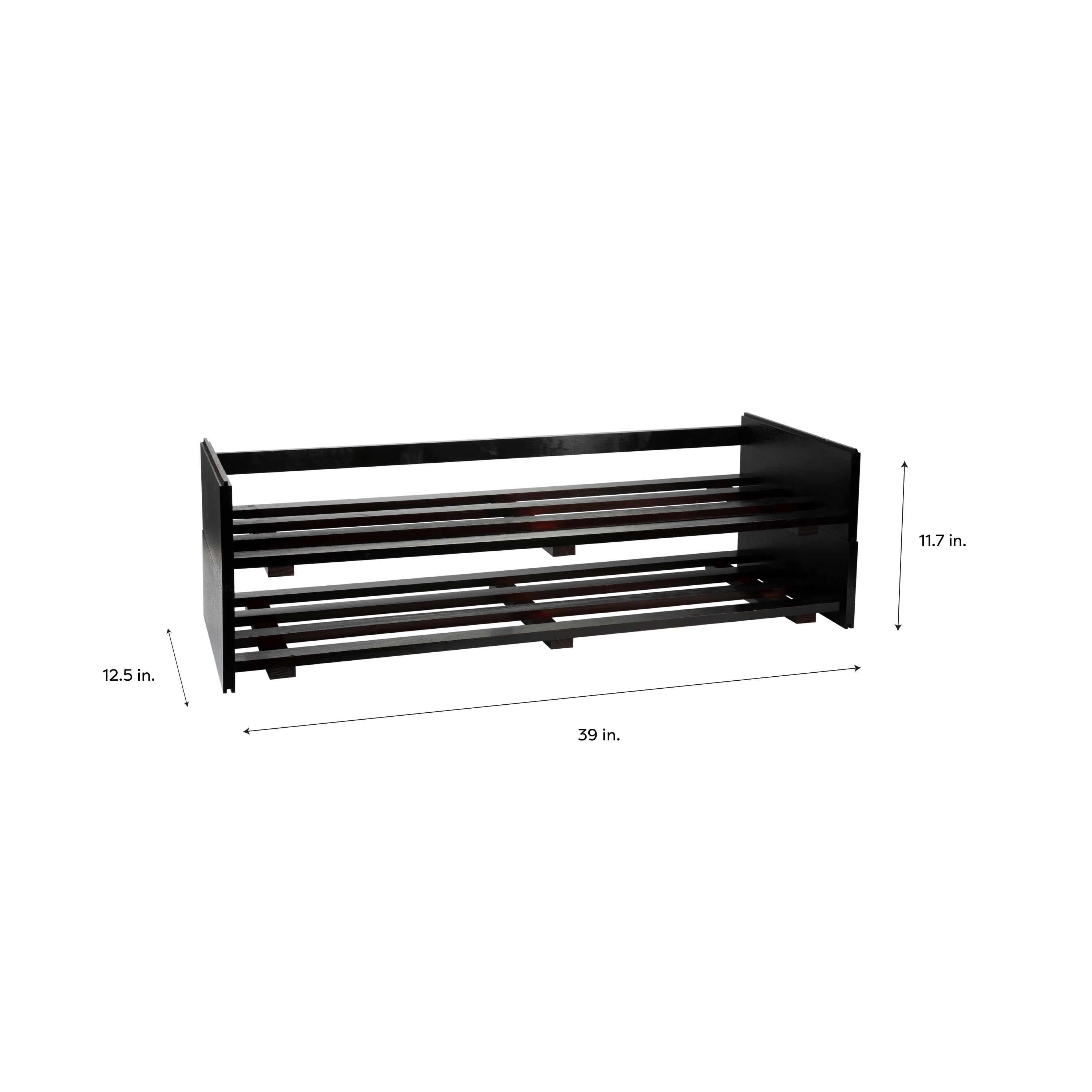 Organize It All 2 Tier Stackable Wood 8 Pairs Shoe Rack in Brown