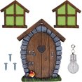 thumbnail image 5 of Ventanas y puertas en miniatura con luces decorativas para árboles, puertas y ventanas luminosas para dormir de hadas, escultura de jardín artística para patio, decoración de césped, 5 of 5