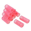 Unique BargainsCosmetic Makeup DIY Hair Rollers Pink Plastic Curlers Clips Styling Tools 12 Pcs