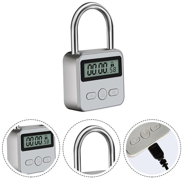 Metal Timer Lock LCD Display Multi Function Household Safety Lock Built-in Smart Chip Digital Timer Switch Automatic Unlock
