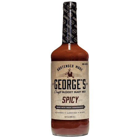 George’s Beverage Company Spicy Bloody Mary Mix - 1L Bottle - Gluten Free, All Natural Mixer