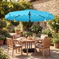 thumbnail image 4 of Costway 10 FT Outdoor Patio Umbrella with 32 Solar LED Lights & Weighted Base, Sandbags Turquoise, 4 of 10