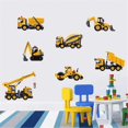 thumbnail image 3 of Calcomanías de pared con diseño de dibujos animados de construcción de ciudad para bebé, camión, coche, excavadora, pegatinas decorativas de vinilo, despegables, regalos para dormitorio infantil., 3 of 5