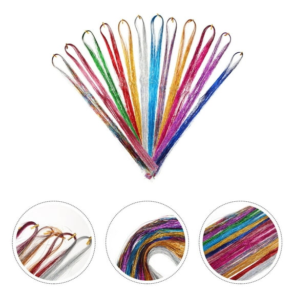 HAKIDZEL Tinsel Hair Extensions Kit 1 Set Assorted Color for Women Party Highlights Certified