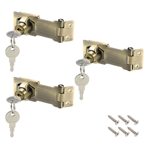 Cerraduras con llave y tornillos para puerta, todas con la misma llave, 3 piezas, bronce, 3 pulgadas