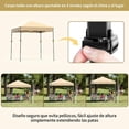 thumbnail image 4 of Toldo Gazebo Plegable Portátil 1.8x1.8m, Carpa de Jardín Impermeable con Protección UV, Panel Lateral, Altura Ajustable, Rápida Apertura para Patio, Fiestas y Eventos - Khaki, 4 of 8