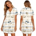 thumbnail image 6 of Pajamas for Women New Women’s Print Nightshirt with Pockets Lapel Neck Button Loose Nightgown Summer Ruffle Short Sleeve Casual Sleep Dress, 6 of 7