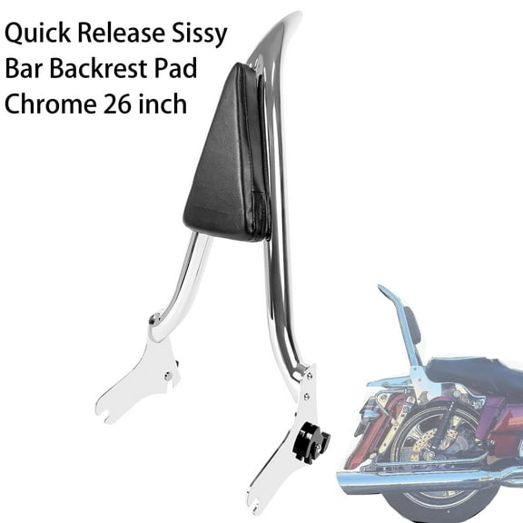 Fjpacemt Chrome Sissy Bar Backrest Detachable for Motorcycle Harley Road King Electra Glide 1997-08