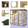 thumbnail image 4 of Magic Union Outdoor Wooden Cat House Large Cat Enclosures Kitten Cage with Weather Protection, Cat Catio with 6 Platforms and Extra Cat Hiding,Natural, 4 of 8