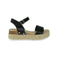 thumbnail image 2 of Soda Women Wedge Sandals Open Toe Ankle Strap Flatform Espadrilles Trim Platform clip-S Black 8, 2 of 3