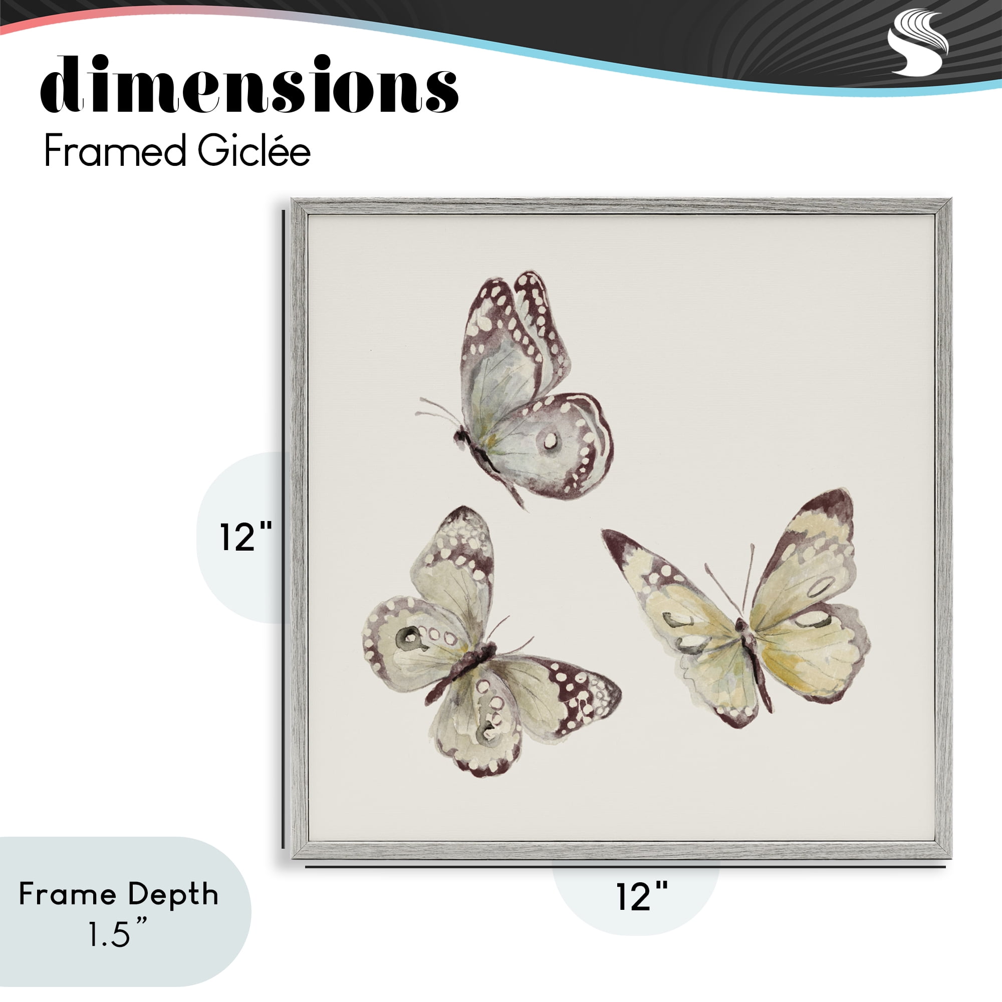 Stupell Industries Isolated Butterflies on Beige Gray Framed Giclee Art, design by Patricia Pinto