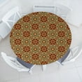 thumbnail image 3 of Ambesonne Mandala Fitted Round Tablecloth, Medieval Mosaic Design, 56"- 60" Diameter, Pale Coffee Pale Blue, 3 of 5