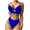 Blue, variant on Women V Neck Bikini Sets Hollow Out Two Piece Swimsuits High Waisted Thong Bottoms Bathing Suit Triangle Swimwear,Blue,S