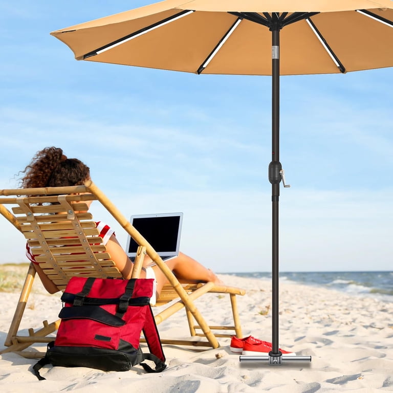 in ground patio umbrellas 10Ft Umbrella, Outdoor Table Umbrella With Push Button Tilt And Crank, Uv Protection Waterproof Market Sun Umbrella With 8 Sturdy Ribs For not just umbrellas Heavy Duty In-Ground Umbrella Base,