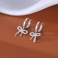 thumbnail image 4 of Faty-T Solid 925 Sterling Silver Bow Drop Hoop Earrings for Women Teens Bowknot Hoop Earrings Huggie Ribbon Earrings, 4 of 7