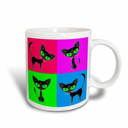 

3dRose Black Cat Four Attitudes Design - Ceramic Mug 11-ounce