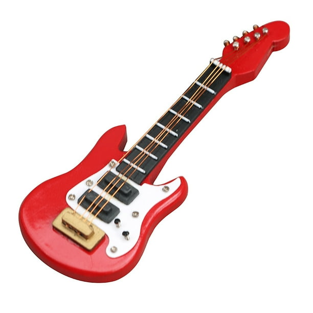 Guitarra eléctrica roja de madera en miniatura Dollhouse Furniture
