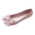 thumbnail image 3 of XIMIN Women's Slip On Shoes Solid Color Foldable Round Toe Cute Bow Trim Bowknot Ballerina Shoes Leather Comfort Flats Wedding Dress Shoes, 3 of 6