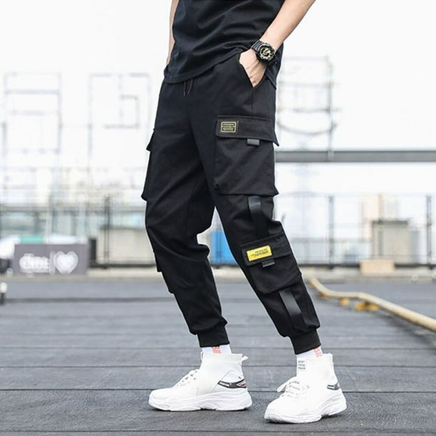 Ropa nueva para hombre pantalones bombachos de carga con multiples bolsillos pantalones de chandal informales de Hip Hop para hombre pantalones para correr pantalones de moda Harajuku para hombre Tan ...