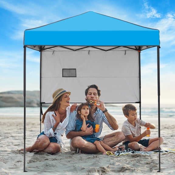 INTER HUT 6x4 Pop up Portable Canopy Tent, Instant Folding Sun Shelter with Carry Bag, Light Blue