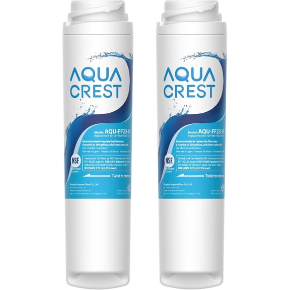 AQUA CREST FQSLF, FQSVF Under Sink Water Filter, Replacement for GE FQSLF, FQSVF, FQSVN, FQROPF, Compatible with GE GXSV65R, PXRQ15F, PNRQ15F, NSF 42 Certified, Model No.AQU-FF23-LF, 2 Pack