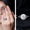 thumbnail image 3 of Rosec Jewels Certified Lab Created Diamond Engagement Ring for Women - Statement Diamond Sapphire Ring - EF-VS Quality, 14K Yellow Gold, US 12.00, 3 of 8