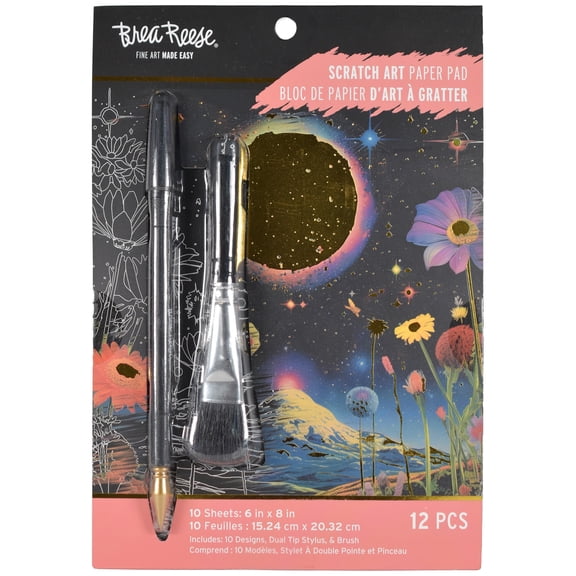 Brea Reese Scratch Art Paper Pad - Surrealism - Metallic Guided Art, 6x8