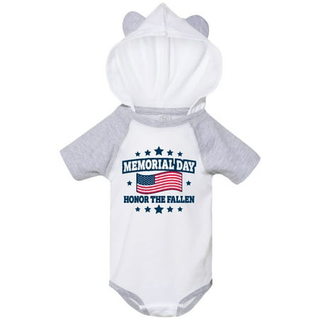 

Inktastic Memorial Day Honor The Fallen with American Flag Gift Baby Boy or Baby Girl Bodysuit