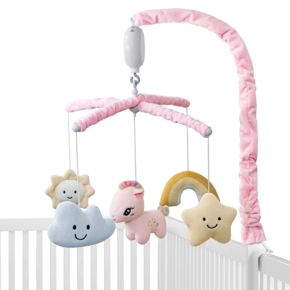 Crib Mobile Feisike con 35 canciones de cuna, caja de música de 3 modos, rosa