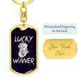 thumbnail image 3 of Lucky Winner Gambler Stainless Steel or 18k Gold Premium Swivel Dog Tag Keychain, 3 of 8