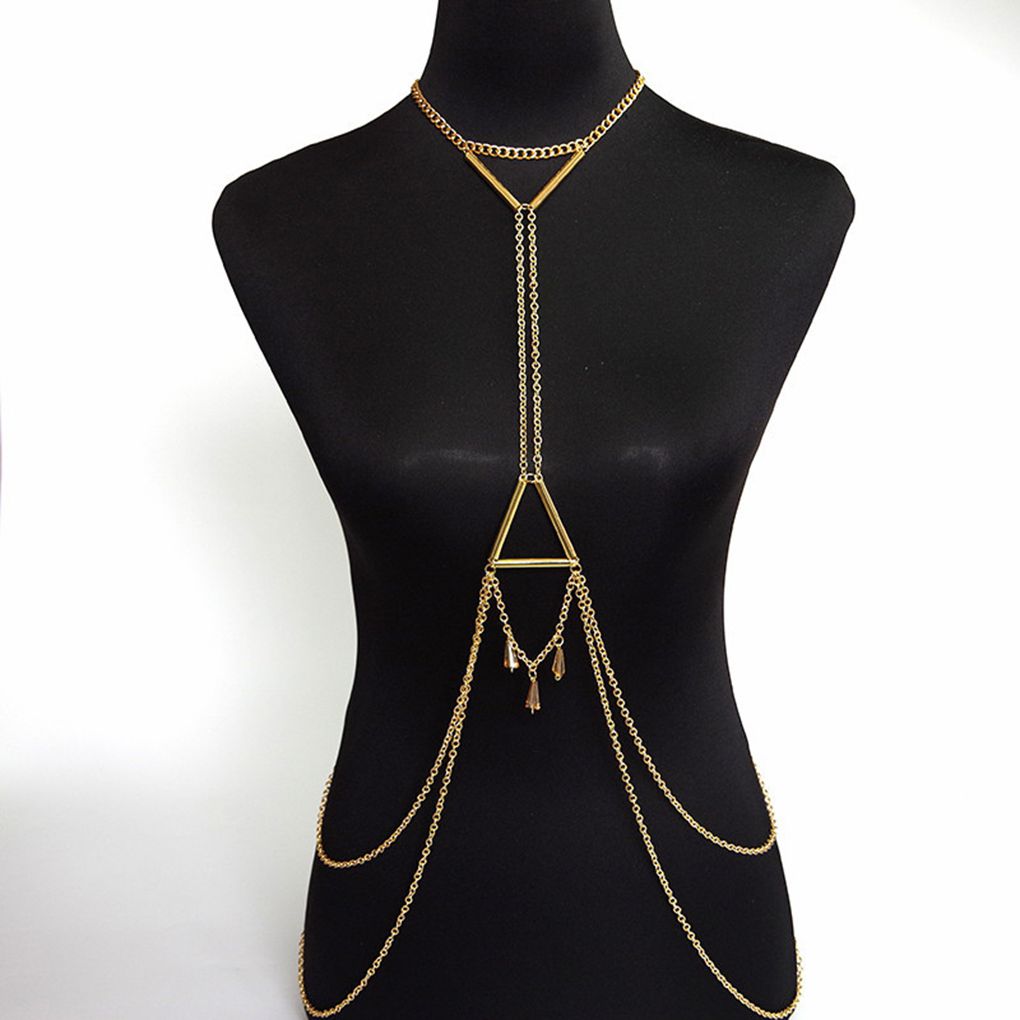 Women Girls Retro Crystal Body Chain Bikini Body body chain necklace