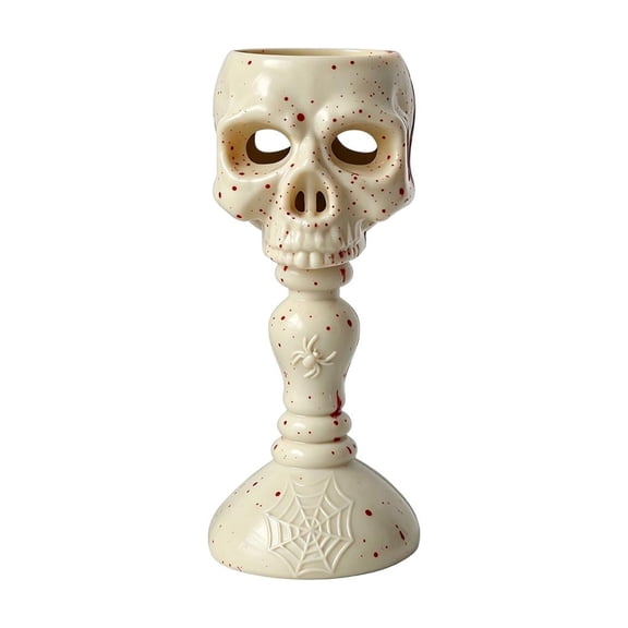 Ouuluon Festive Halloween Skull Lantern, 5x2 inch LED Candle Holder Ghost Festival Desk Ornament