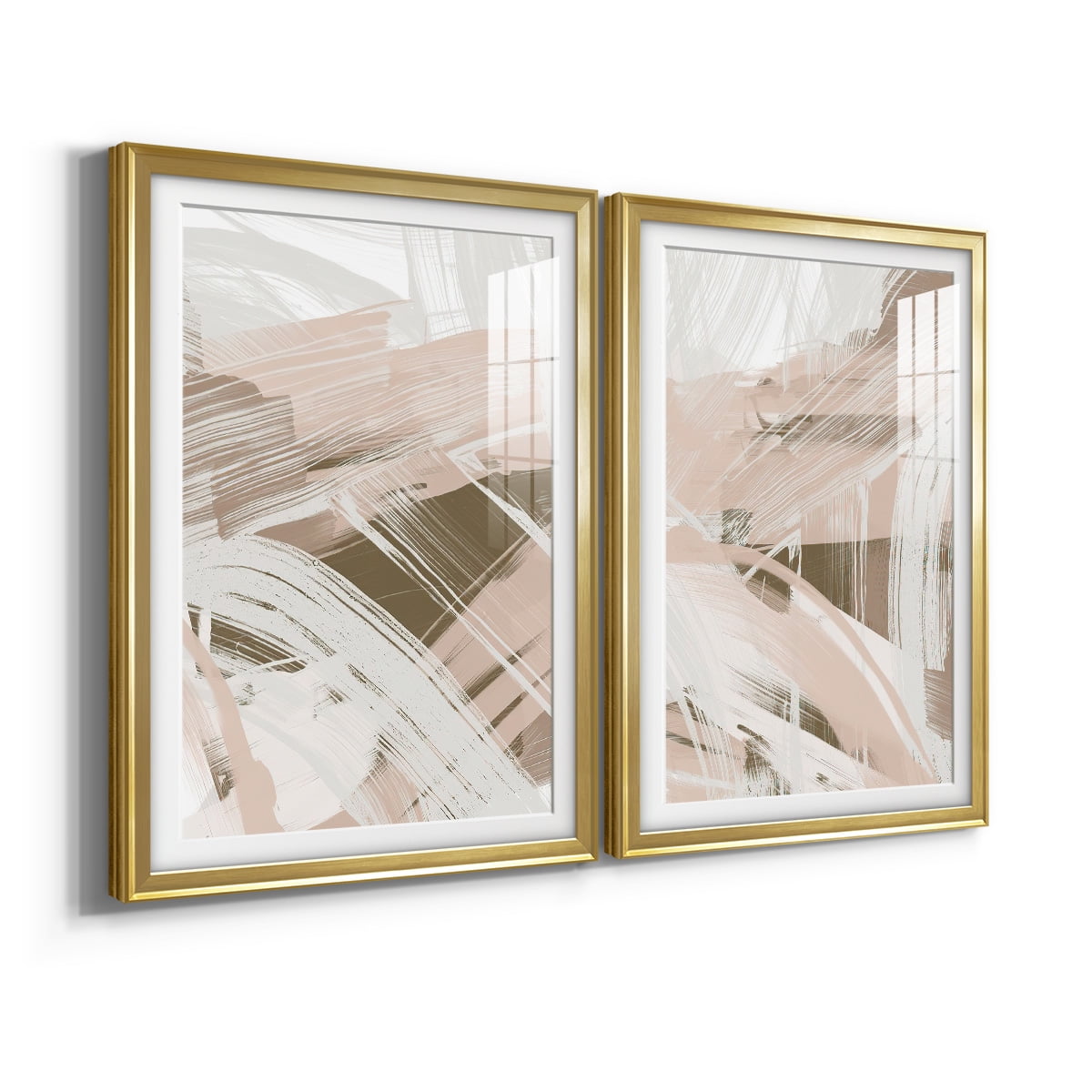 Wexford Home Earthtone Swipe I Premium Framed Print, 26.5" x 36.5" - Ready to Hang, Gold (Set of 2)