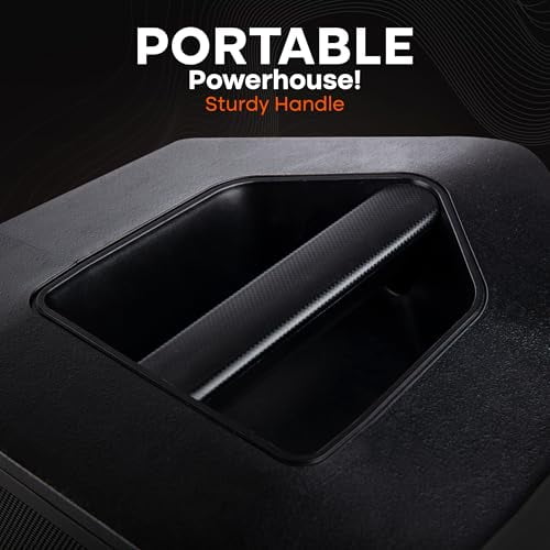 Pyle Portable Bluetooth Speaker with 8" Inch Woofer, TWS Function, Mic Input, USB/Micro SD/FM Radio, Colorful Ring Lights, 120W Rechargeable Battery, Tripod Stand, Hi-Fi Sound, Indoor/Outdoor Use