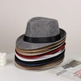 thumbnail image 2 of Fashion Unisex Spring Summer Autumn Felt Beach Sun Hat Jazz Cap Top Hats Fedora Cap LIGHT GREY, 2 of 8