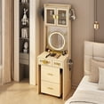 thumbnail image 2 of Zimtown Makeup Vanity Desk with Lighted Sliding Mirror for Small Space, Compact Mini Corner Vanity Set Dressing Table - Charging Station for Women, Girl Female Gift, Natural, 2 of 8