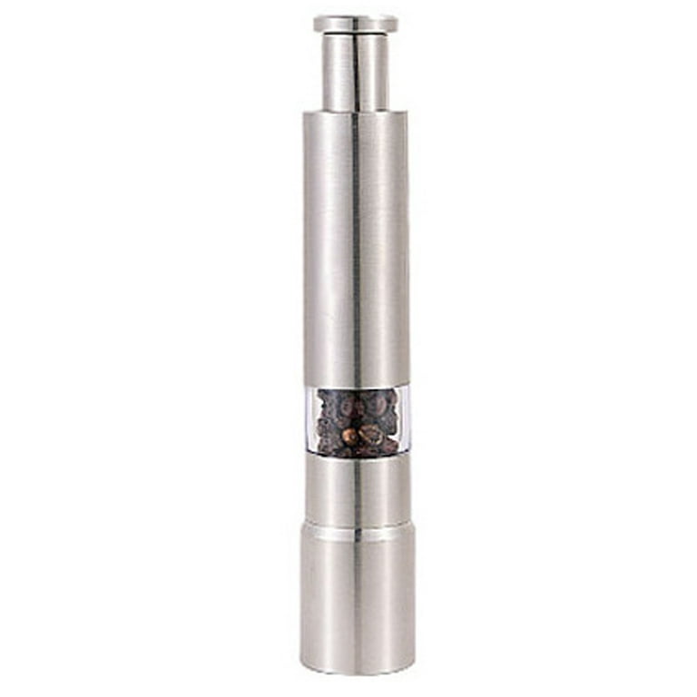 Salt and Pepper Grinder with Modern Thumb Push Button Grinder, Premium Stainless Steel, for Black Pepper, Sea Salt and Himalayan Salt