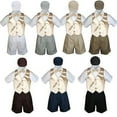 thumbnail image 1 of Boy Toddler Formal Champagne Vest Bow Tie White Khaki Black Hat 5pc Set sz S-4T, 1 of 2