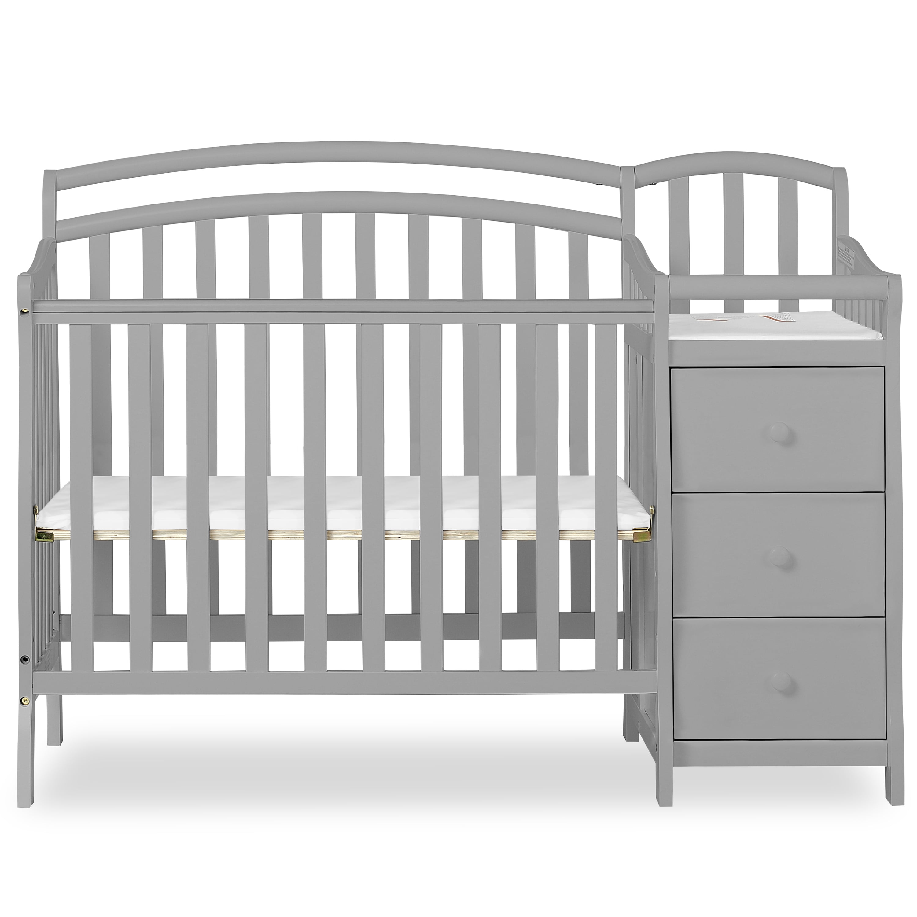 Dream On Me Casco 4-in-1 Mini Crib and Changing Table in Pebble Grey 