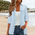 thumbnail image 2 of VISALY Long Cardigans Thin Cardigans Lightweight Cardigans Summer Jackets Sweater Solid Color Beach Lace Side Open Front Cover Up Cardigan 3/4 Sleeve Casual Cardigan Shrug Cardigan Light Blue Xxl, 2 of 6
