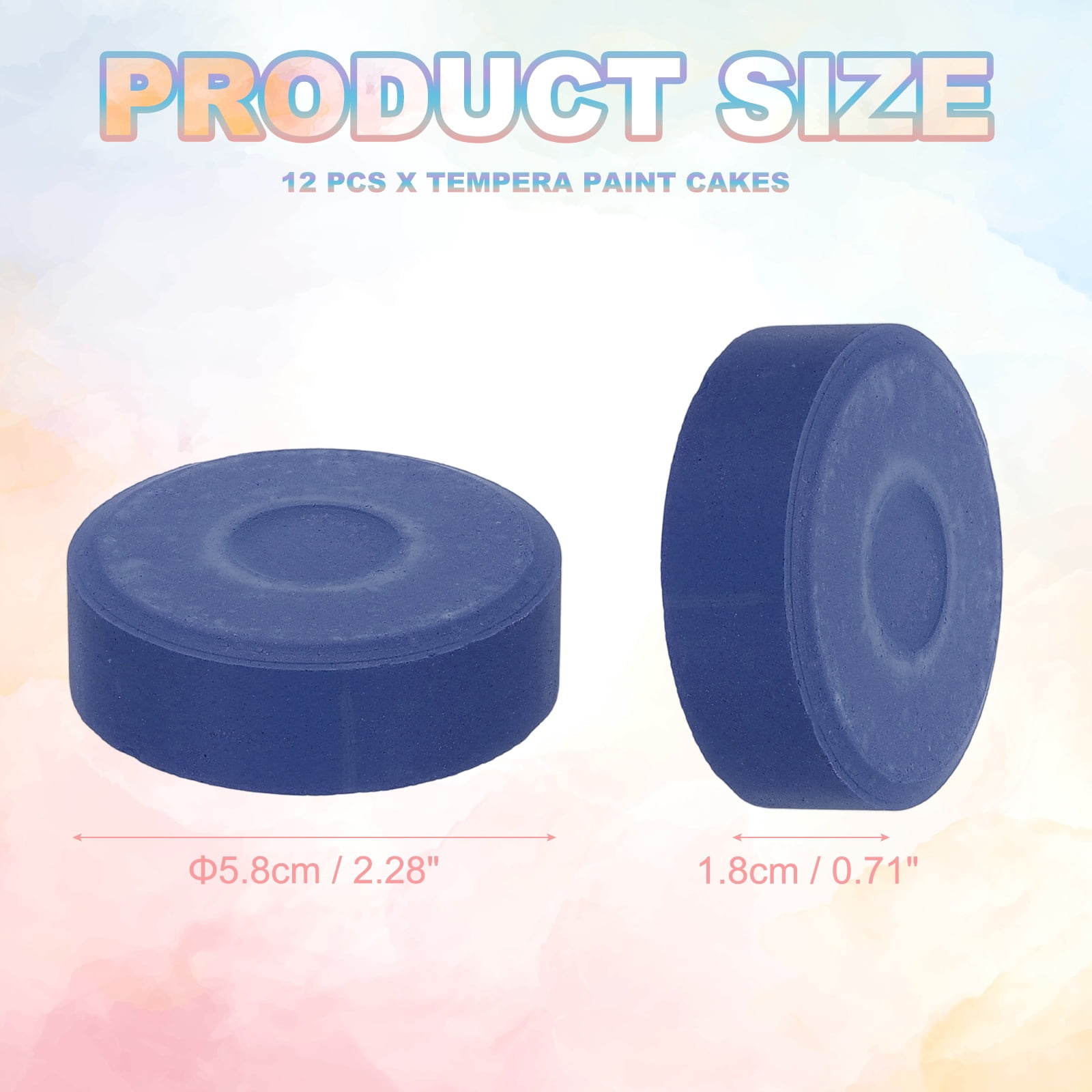 Uxcell 12 Pcs Washable Tempera, 2.3"x0.7" Large Tempera Paint Cakes Bulk Paints Blocks Art Supplies Watercolor Cake for Artists Art Painting Drawing DIY Crafting, Blue