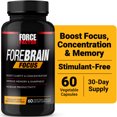 thumbnail image 3 of (2 pack) Force Factor Forebrain Focus, Nootropic Brain Supplement to Support Clarity, Concentration, Memory, Focus & Productivity, 60 Capsules, 3 of 15