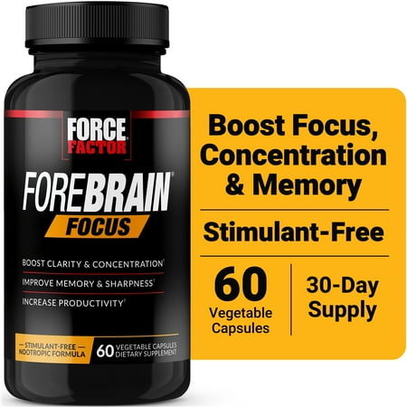 Force Factor Forebrain Focus, Nootropic Brain Supplement to Support Clarity, Concentration, Memory, Focus & Productivity, 60 Capsules