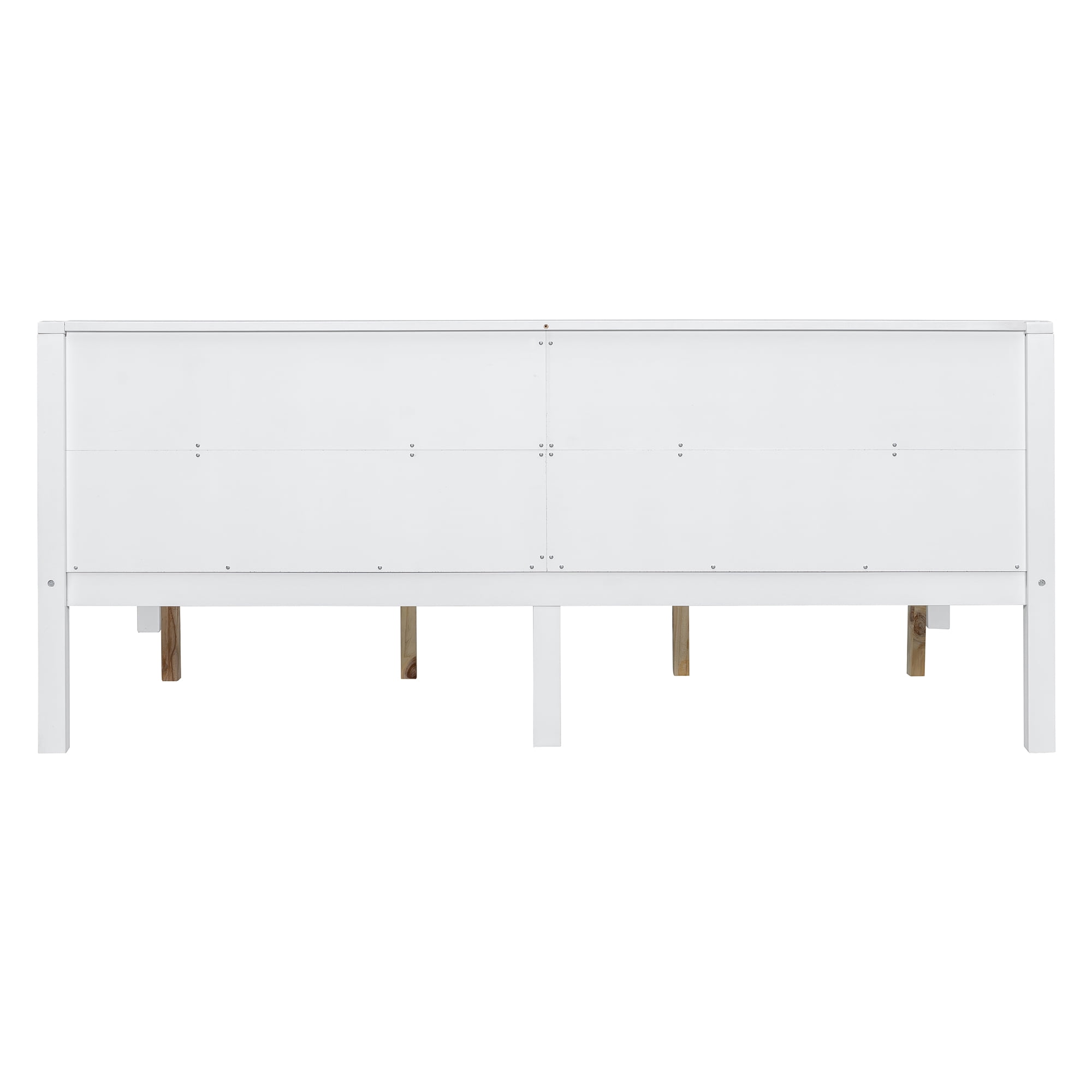 Aukfa Full Size Bed Frame, Solid Wood Daybed with Slat Support for Kids Boys Girls, White