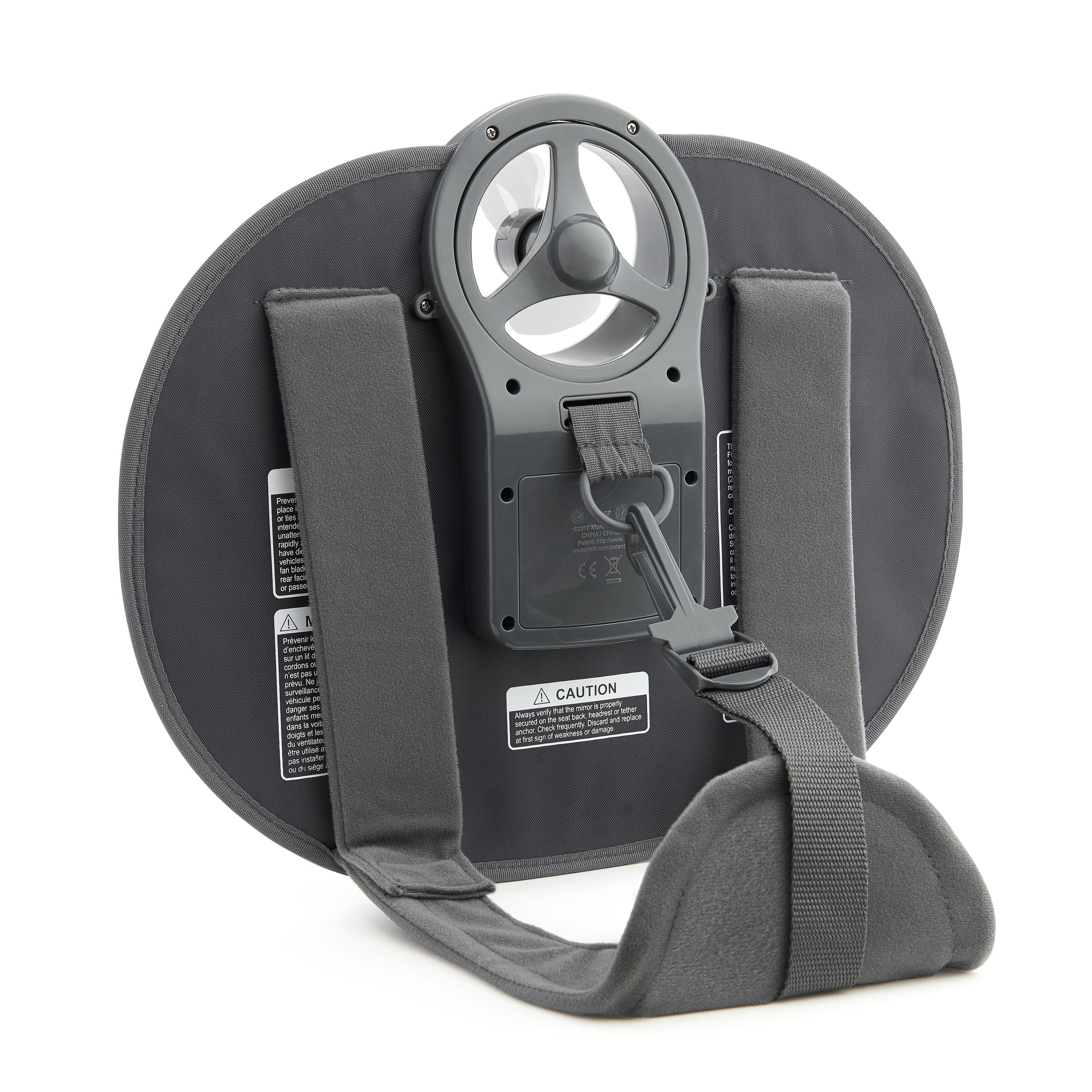 Munchkin Brica Breeze Baby In-Sight® Fan Car Mirror, Crash-Tested, Includes Remote Control and Auto Shut-Off Feature, Gray