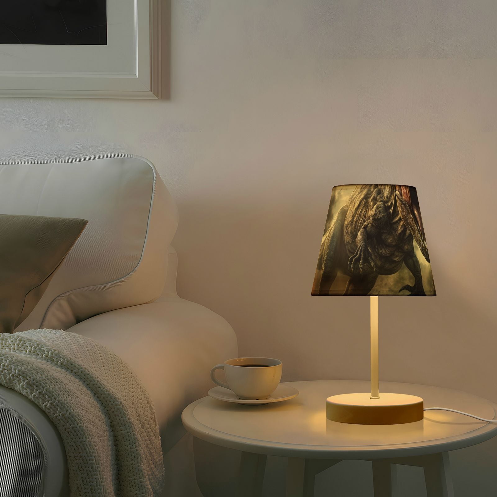 Dinosaur Fire Trees Clouds LED Desk Lamp Table Lamp USB Bedside Nightstand Small Lamp for Bedroom Living Room Kids Room