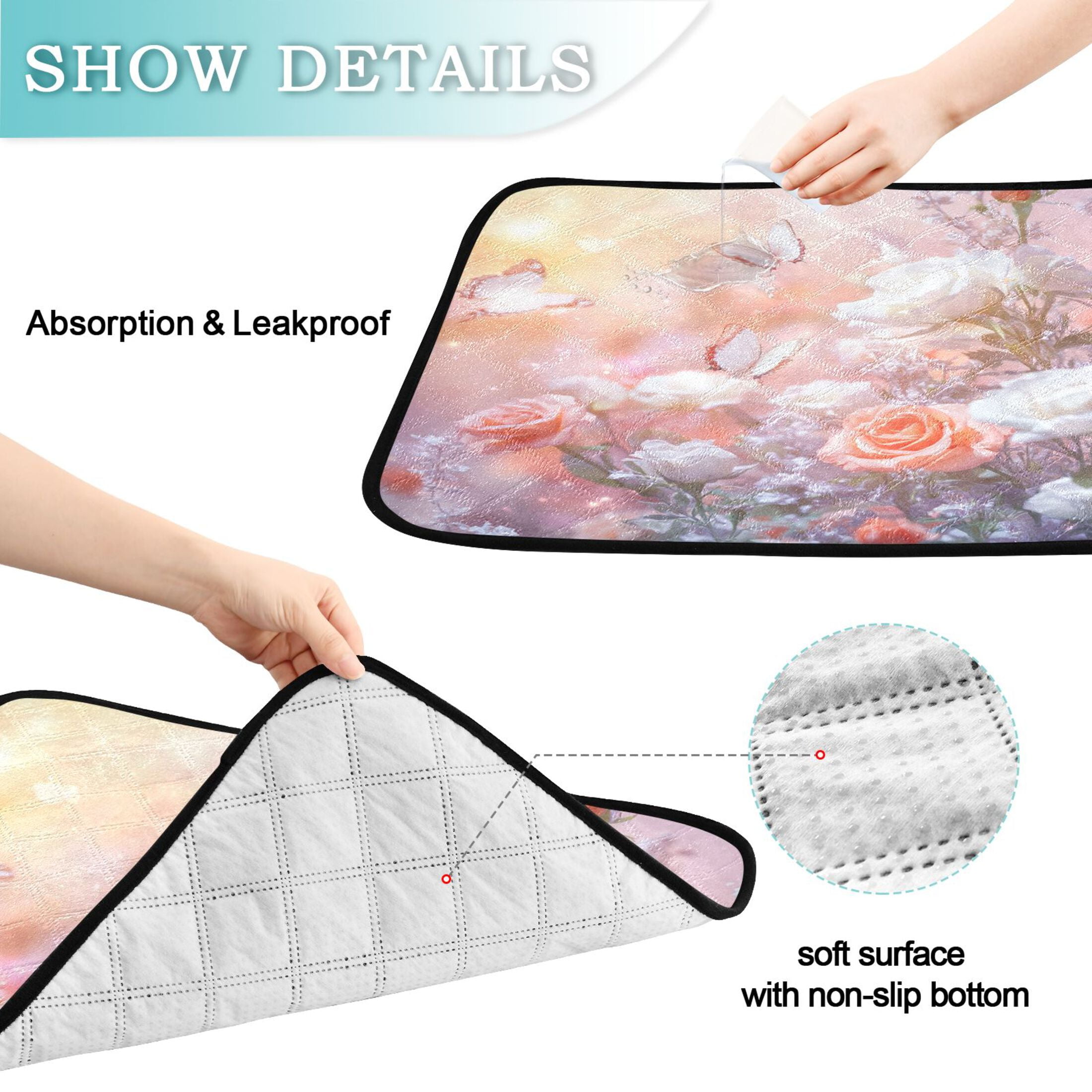Qxltty Butterfly Gardens Cat litter Pads Pet Set of 2 Diaper Mats Center Anti-leakage Layer Absorbent Soft and Comfortable