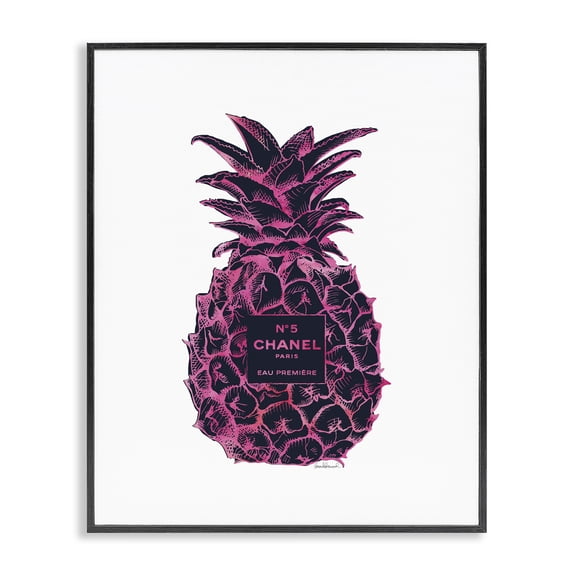 Stupell Industries Tropical Fashion Designer Pineapple Pink Black Watercolor Black Framed Giclee Art, 11 x 14, by Amanda Greenwood